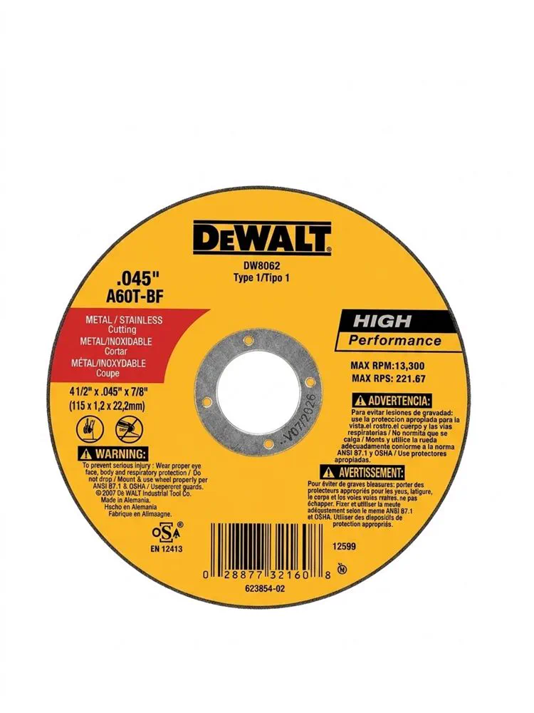 Disco de Corte para Metal 4.5 Pulgadas DeWalt