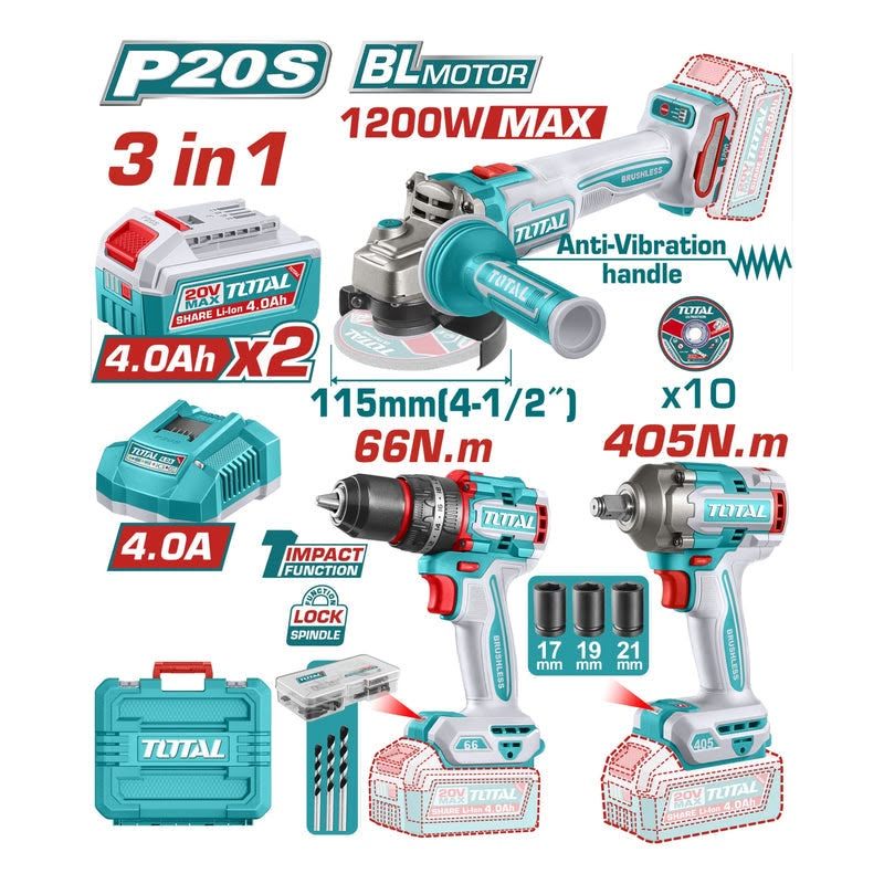 Combo Inalámbrico 3 en 1 20V Total