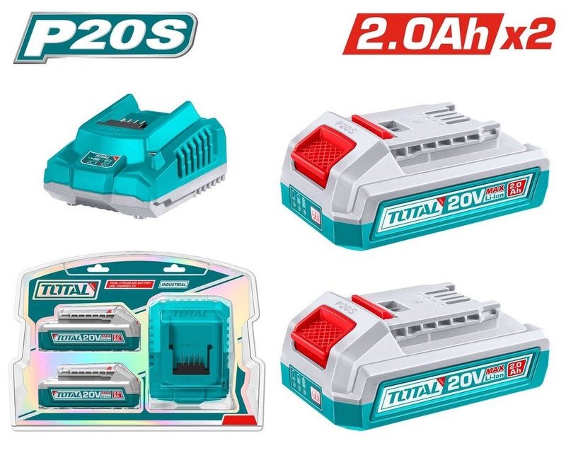 Kit Cargador y 2 Baterías 20V 2.0Ah Total