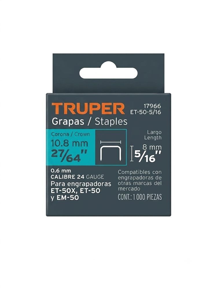 Grapas 10.8mm 1000 Piezas Truper